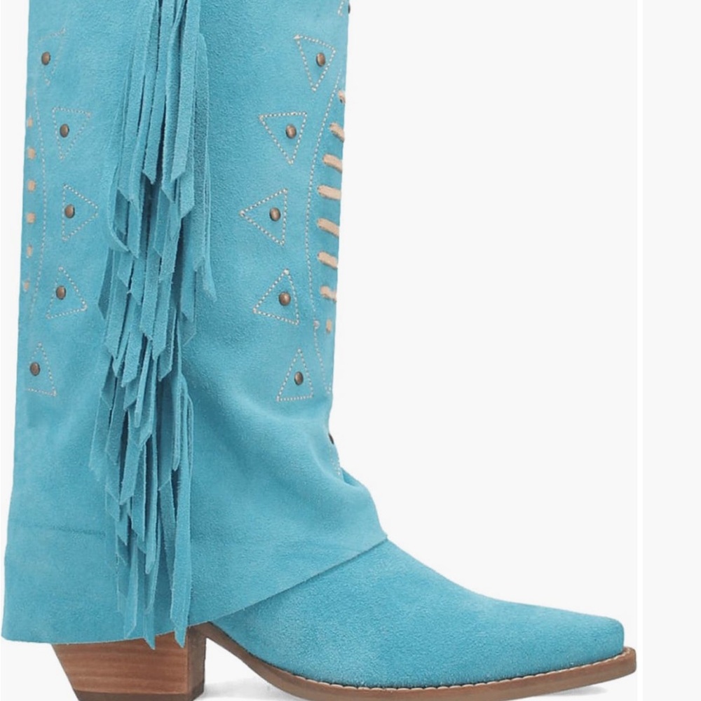 Dingo Turquoise Fringe Cowboy Boots - Picture 3 of 10